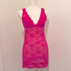 Pink Lace Mini Lingerie Open Back
